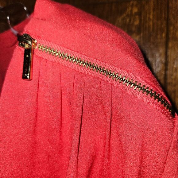 Calvin Klein Orange Wrap Medium Blouse LS | Stylish Long Sleeve V-Neck Work Top - Picture 4 of 6